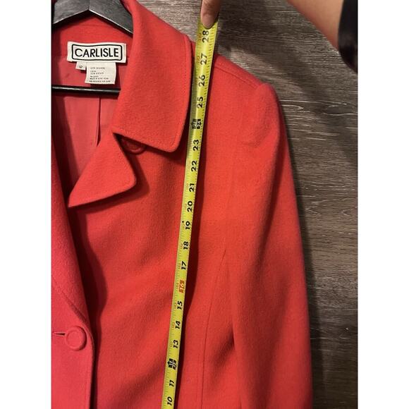 CARLISLE Women Sz 12 CASHMERE OXFORD Bright RED JACKET Blazer CAREER Office - Picture 4 of 7